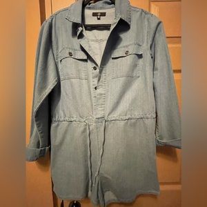 Missguided Denim Gathered Waist Romper